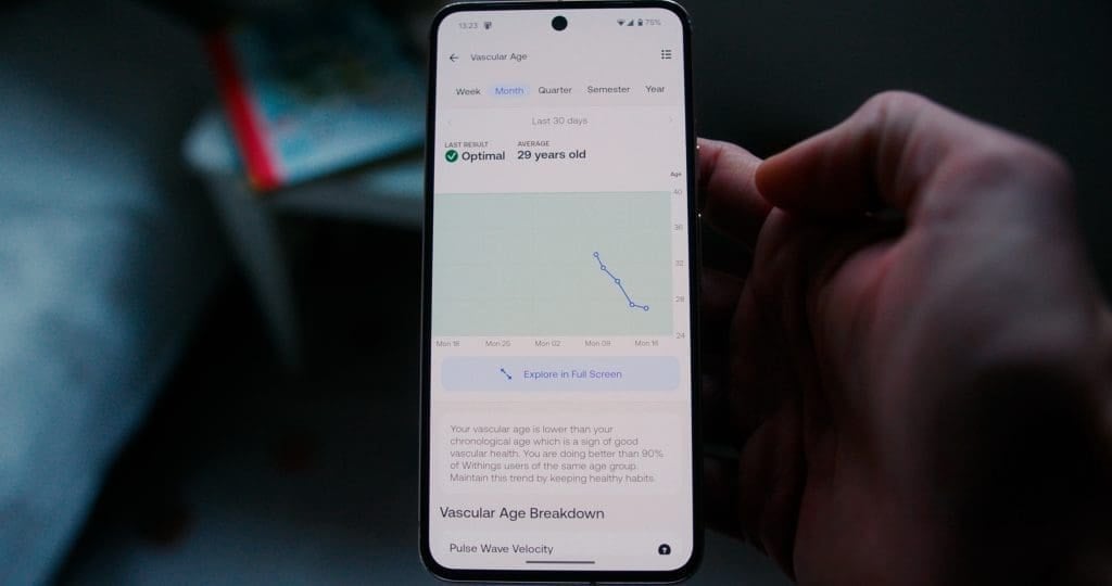 Vektkurve som peker nedover i Withings-appen