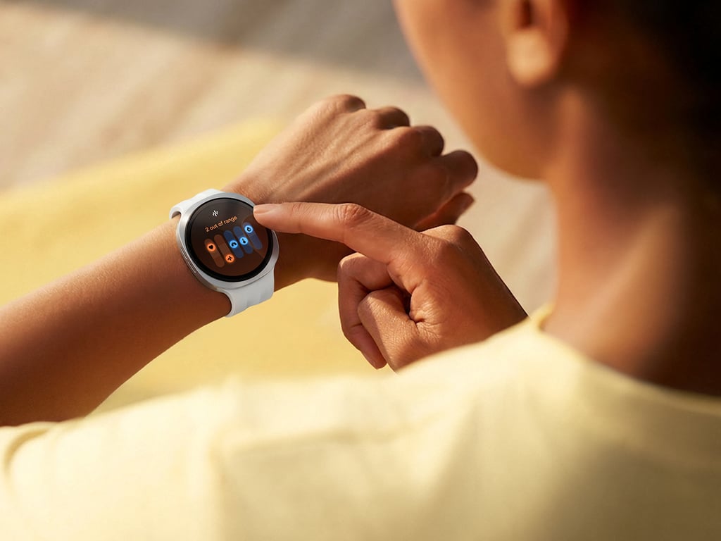 Person sjekker Vitals-måling på Galaxy Watch9 på håndleddet