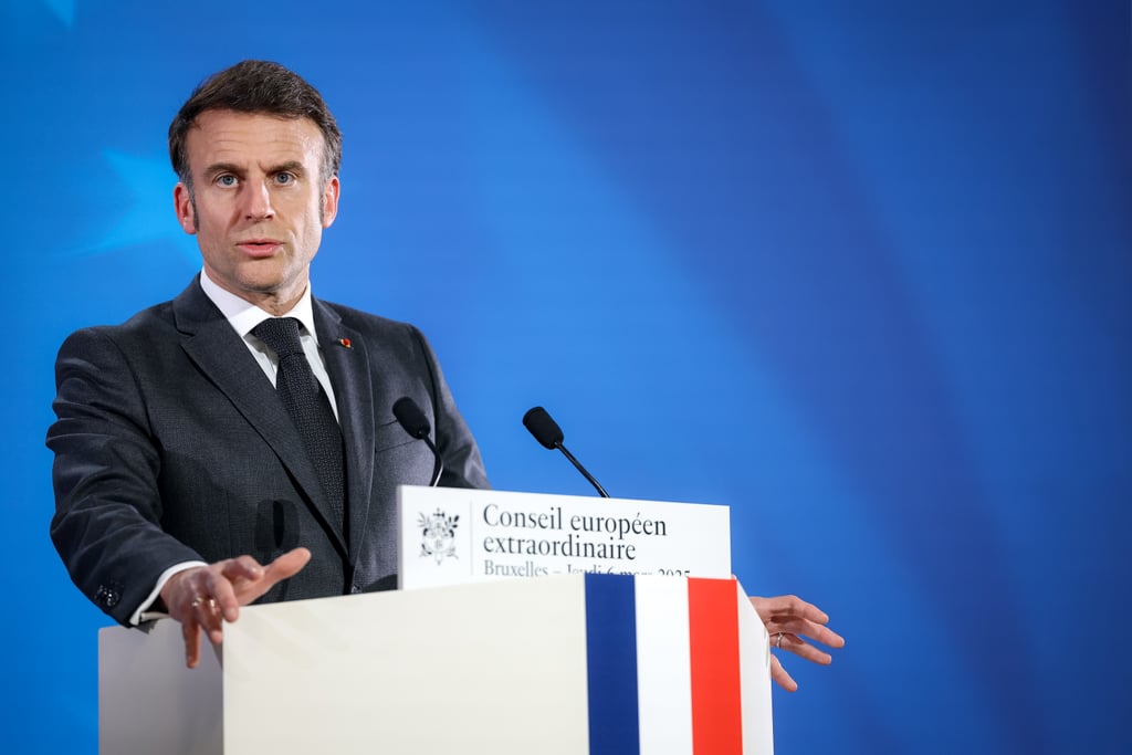 Emmanuel Macron under et EU-toppmøte i mars 2025
