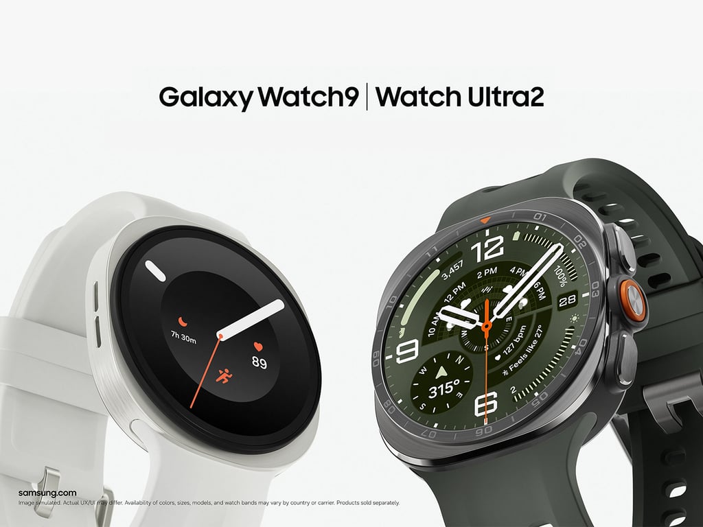 Samsung Galaxy Watch Ultra2 og Watch9 på håndledd, den nye smartklokkeserien