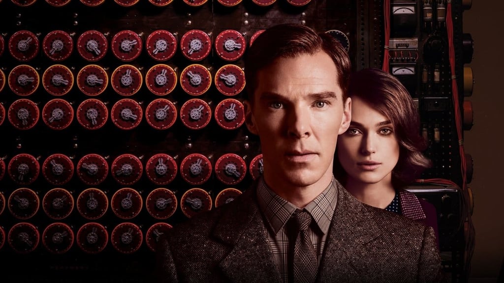 Benedict Cumberbatch og Keira Knightley foran kodemaskinen i The Imitation Game