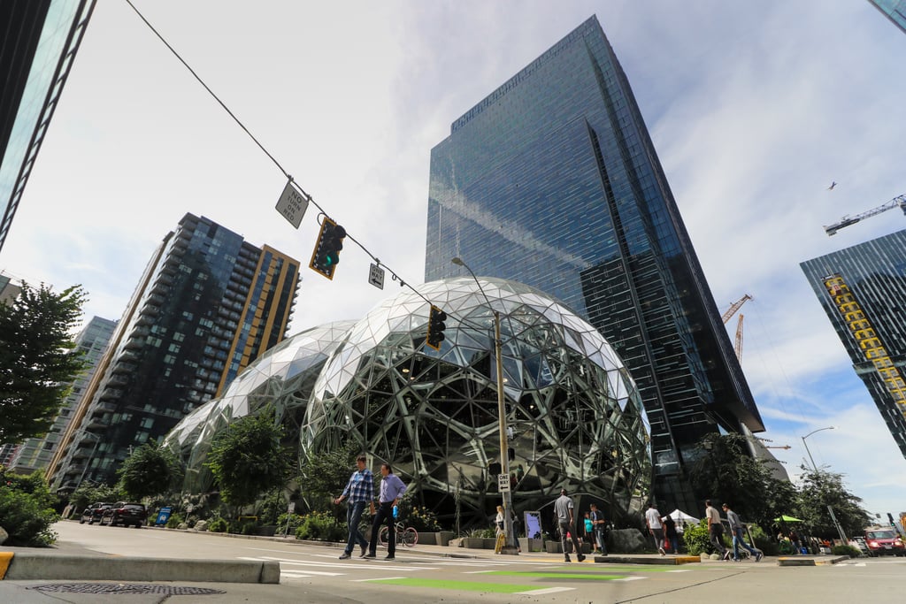 Amazon Spheres, de tre glasskuplene ved Amazons hovedkvarter i Seattle