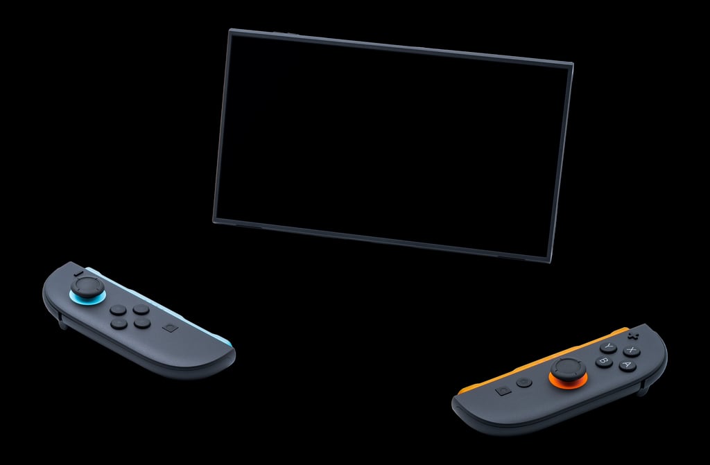 Nintendo Switch 2 satt opp i bordmodus med Joy-Con 2-kontrollerne løsnet fra konsollen