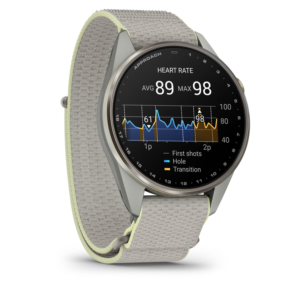 Garmin Approach S72 med en pulskurve og snittpuls på 89 slag i minuttet på skjermen
