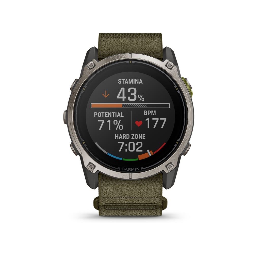 Garmin Enduro 4 sett forfra, med utholdenhet på 43 prosent og puls på 177 på skjermen