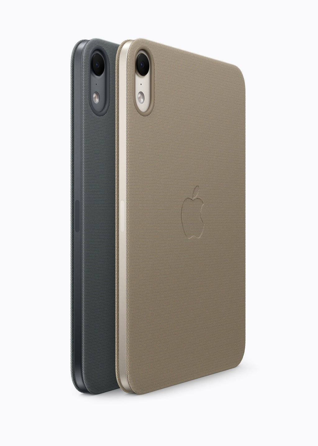 To iPad mini i Smart Folio-deksler, ett blått og ett gråbrunt