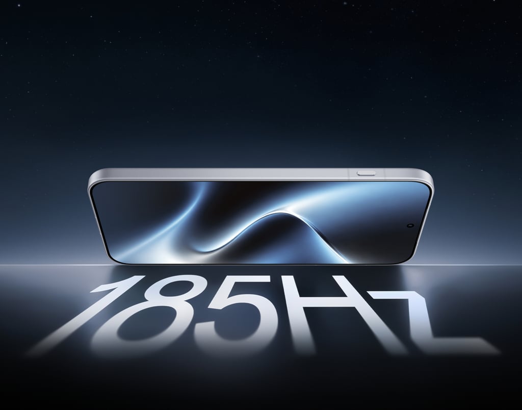 OnePlus 16 liggende foran store bokstaver som viser 185 Hz